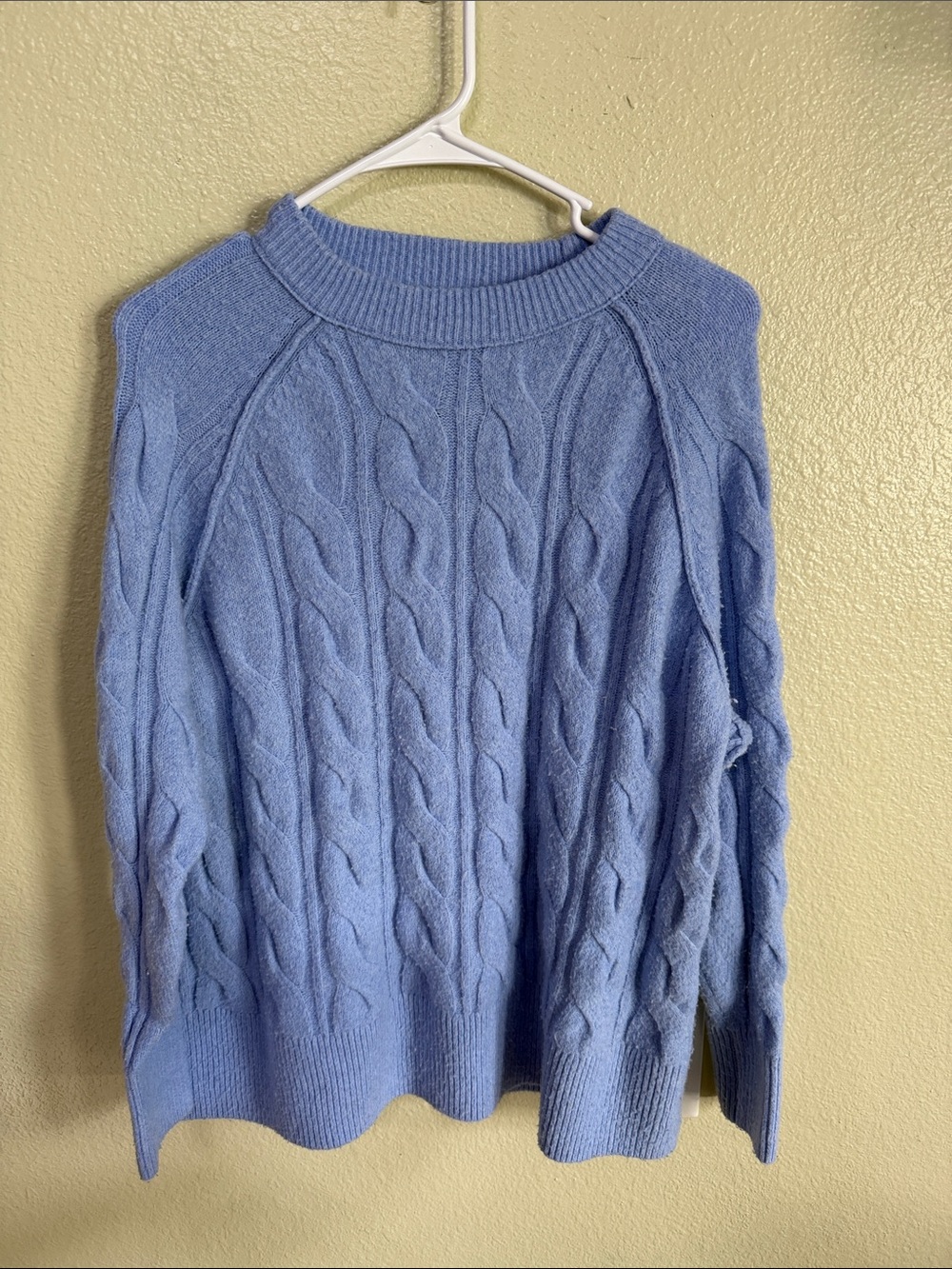 aerie Cable Knit Crewneck Sweater - Light Blue